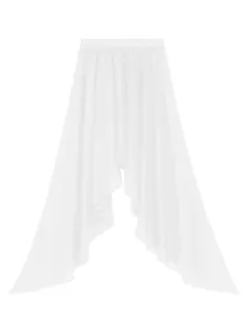 White irregular hem women's dance skirt for square practice, summer lightweight flowy design.