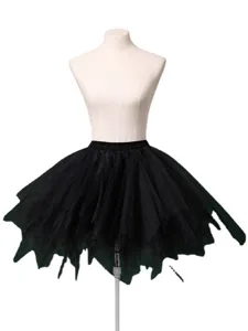 Black tulle ballet tutu skirt for women, irregular hem fluffy dance skirt main view.