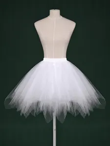 White tutu ballet skirt, fluffy mesh dance half skirt for women, elegant party wear.