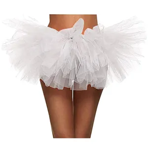 White fluffy tutu skirt for adult women, perfect for dance, cosplay, and party events.