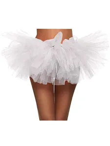 White tutu mesh skirt for women cosplay dance performance fluffy layered petticoat dress
