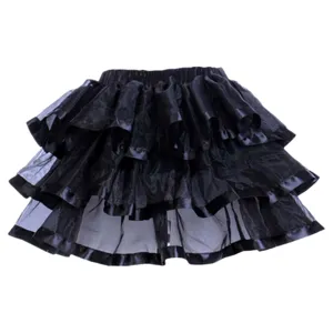 Falda tutu negra de tul multicapa estilo gotico victoriano con volantes enagua
