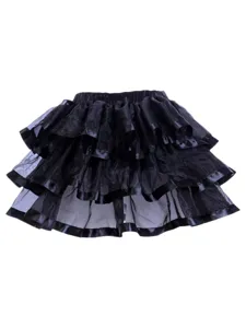 Jupon noir multicouche en tulle à volants, jupe tutu gothique lolita vue principale.