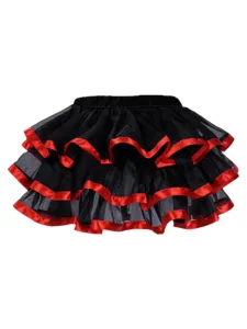 Jupe tutu superposée noire et rouge jupon gothique victorien pour costume de fête