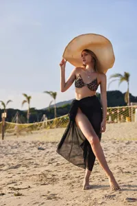 Women summer beach cover up skirt chiffon sarong sexy leopard bikini set swimwear holiday.