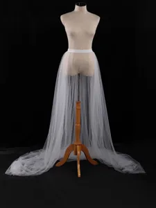 Women Detachable Mesh Tulle Skirt Train For Wedding Accessory Performance Photography Double Layer Perspective Bottom Skirt