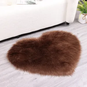 Tapis en fausse laine coeur peluche doux tapis d amour salon chambre lit deco maison