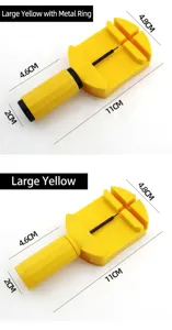 Watch strap link remover repair tool kit, yellow plastic adjustable band sizing tool for repair.