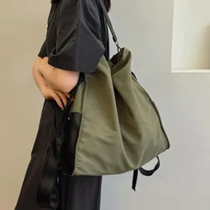 Grand sac cabas en toile pour femme sac à bandoulière rétro sac de travail quotidien