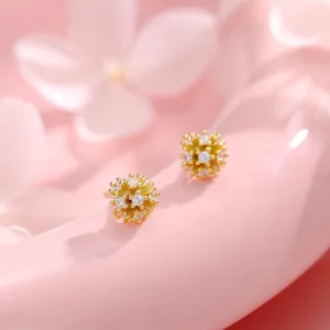 Aretes de tuerca con forma de fuegos artificiales de circonita y plata S925 chic.