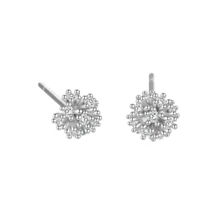 Pendientes de botón de plata 925 zirconia fuegos artificiales diente de león