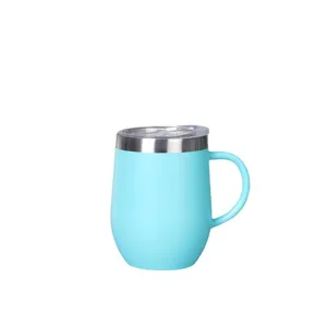 12oz roestvrij staal geisoleerde koffiemok met handvat vacuum reisbeker cup detail