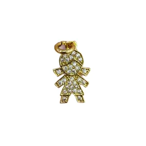 Pendentif petite fille plaqué or zircone collier charm mignon accessoire bijoux DIY
