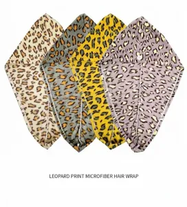 Leopard print microfiber hair wrap thick absorbent dry hair cap quick dry bath towel
