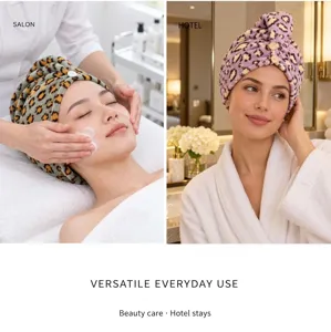 Leopard print microfiber hair drying cap, thickened absorbent quick dry towel wrap for long hair.