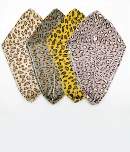 Microfiber dry hair cap set, thick absorbent leopard print quick dry towel wraps for long hair.