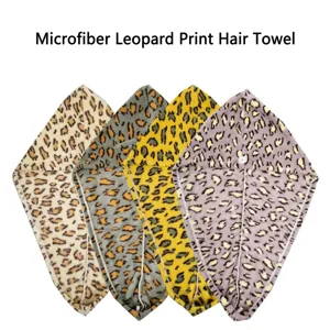 Microfiber Leopard Print Dry Hair Cap Quick Drying Thickened Absorbent Hair Towel Wrap Cap For Women Bathroom