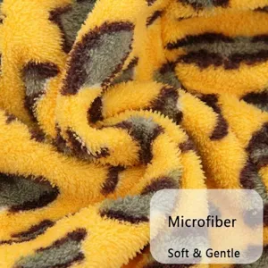 Leopard print microfiber hair drying cap fabric, super absorbent and ultra soft material.