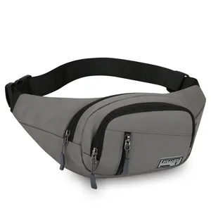 Grijze multifunctionele heuptas, waterdichte casual borsttas voor heren en sport.