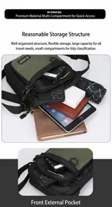Men's casual crossbody bag multi-compartment shoulder bag for daily commuting and travel.