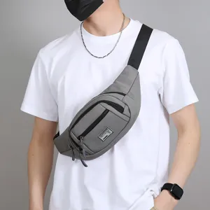 Men casual grey chest bag multi-layer crossbody shoulder bag for daily outdoor travel