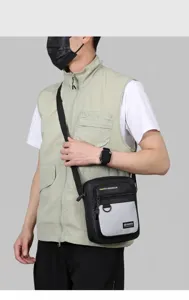 Men minimalist crossbody bag casual fashion shoulder bag multi-pocket travel messenger bag