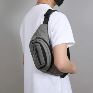 Men's casual sports waist bag multi-layer crossbody chest bag stylish urban daily bag