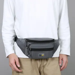 Men's Multi-Pocket Waist Bag Casual Outdoor Sport Fanny Pack Grey Daily Travel Bag