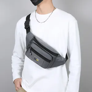 Men's tactical waist bag multi-layer storage chest crossbody bag for outdoor sports.