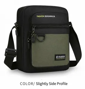 Men canvas crossbody bag casual commuter small square shoulder bag durable outdoor