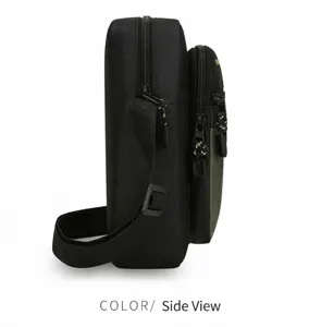 Men casual black crossbody shoulder bag, durable daily commuting travel side small pack.