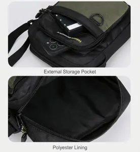 Men tactical cross body bag casual shoulder bag with external storage pocket and lining