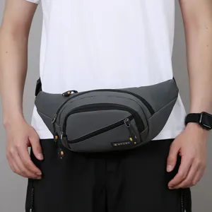 Sac banane décontracté multicouche pour homme grande capacité sac de poitrine de sport
