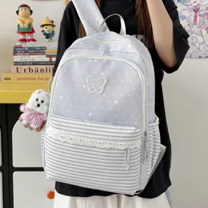Japanese Style Color Block Star Print Student Backpack Women's Large Capacity Waterproof Travel School Bag For Junior Senior High University