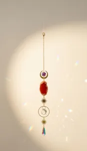 Natural agate sun catcher crystal wind chime window hanging ornament for home garden decor