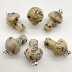 Natural crystal stone mini mushroom pendant DIY necklace jewelry charm accessories 2cm