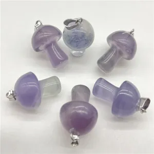 Natural crystal stone mini mushroom pendant DIY necklace jewelry accessory charm 2cm cute