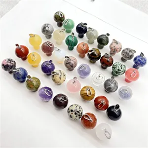 Natural crystal stone mini mushroom pendant necklace DIY jewelry accessories various colors