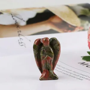 Handgesneden kristallen steen engel figurijn voor huis en kantoor decoratie, helende edelsteen.