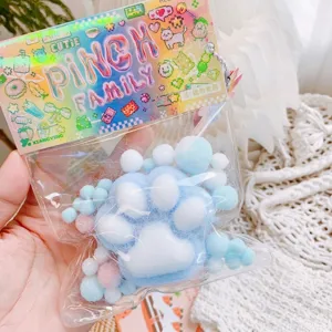 Cute plush cat paw squeeze toy decompression stress relief toy fluffy kawaii gift package