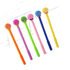 Cute lollipop gel pens set, colorful cartoon student stationery, smooth writing black ink.