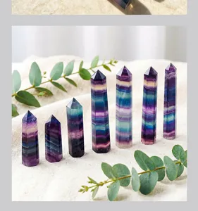 Magnifique pilier de cristal de fluorite naturelle pierre de guérison déco