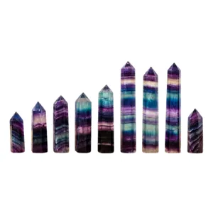 Colonne de cristal de fluorite naturelle pointe hexagonale baguette minerai spécimen