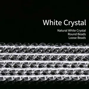 Perles rondes en cristal blanc naturel brins de pierres gemmes pour la fabrication de bijoux.