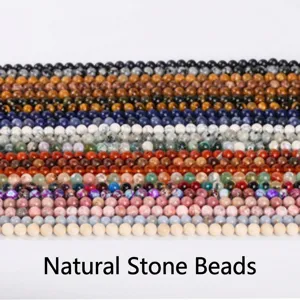 Natural gemstone round beads colorful loose beads for DIY jewelry making and craft supplies.