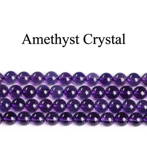 Perles rondes en cristal améthyste violette naturelle brins de pierres précieuses pour bijoux