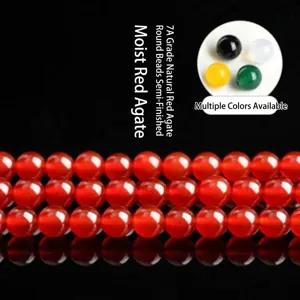 Natural Red Agate Beads 7A Grade Round Semi-Finished Jewelry Making DIY Loose Beads