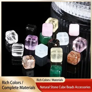 Natural crystal square cube loose beads for DIY jewelry making, colorful gemstones spacers.