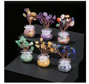 Arbre à argent en cristal naturel mini arbre en pierre précieuse décoration bureau 1pc