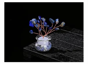 Arbre de Richesse en Cristal de Lapis-Lazuli Naturel Bonsaï Pierre Précieuse Décoration Maison